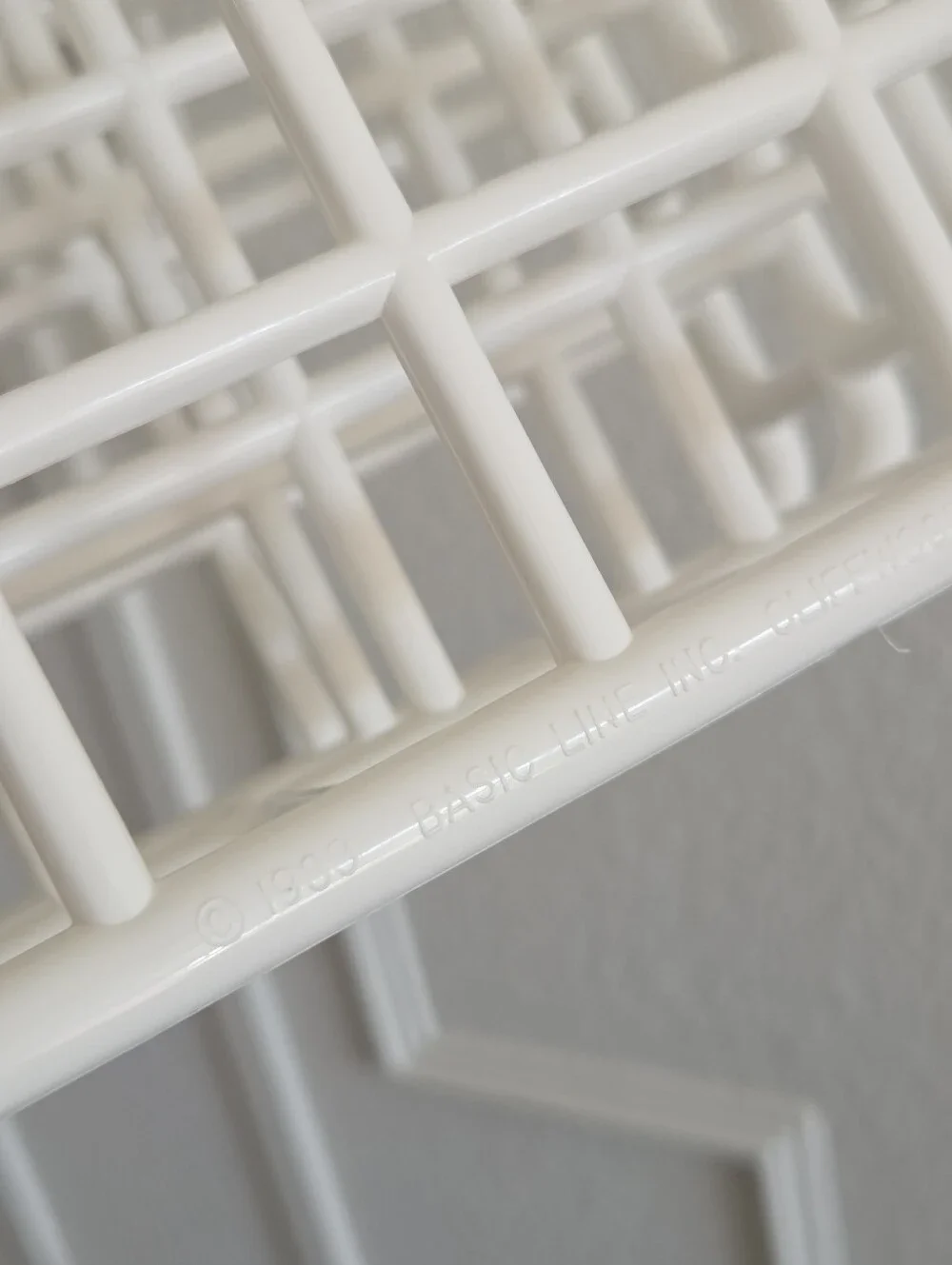 Vtg 80s Yaffa Mini Catch All White Grid Desk Organizer Pop Art Minimal Space Age